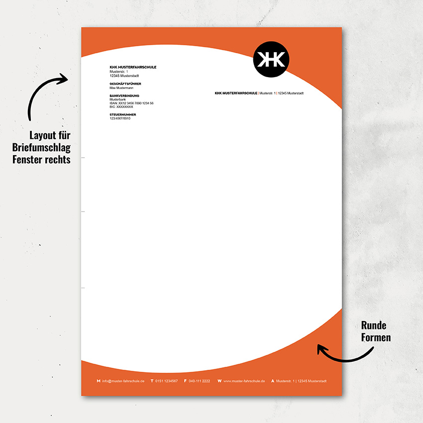 Briefpapier Layout + Formen