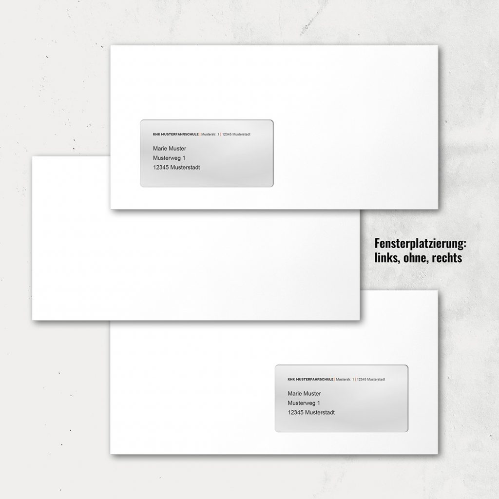 Briefumschlag Fensterplatzierung
